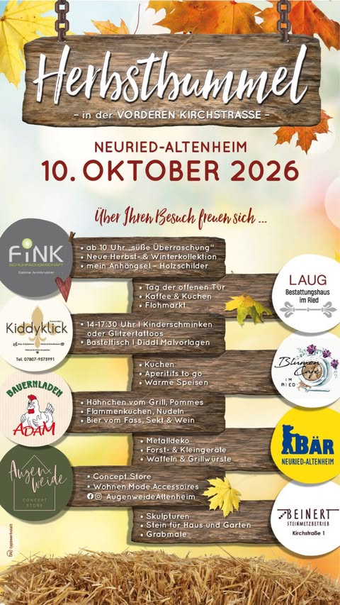 Herbstbummel-Flyer mit teilnehmenden Geschäften und Angeboten in der Vorderen Kirchstraße