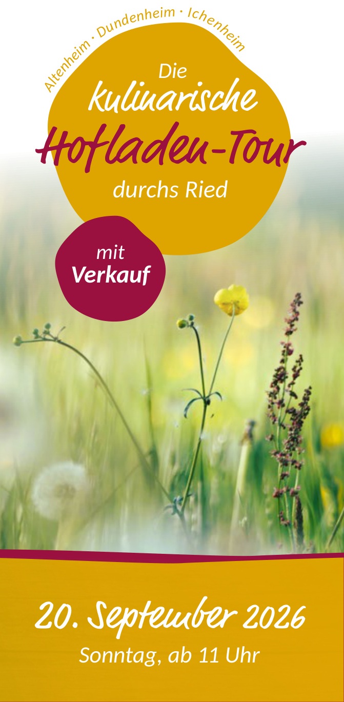 Flyer zur Kulinarischen Hofladen-Tour durch das Ried 2026