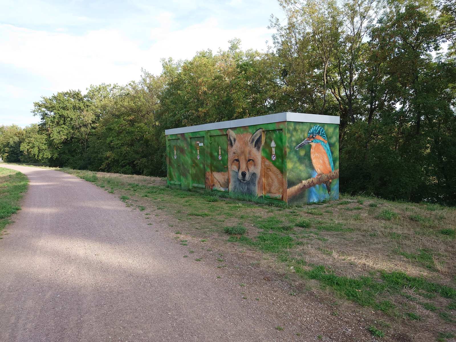 Painted utility station with a fox and kingfisher